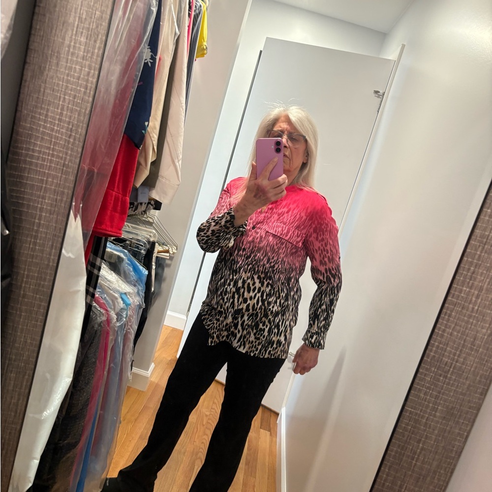 Pink and Leopard Print Blouse